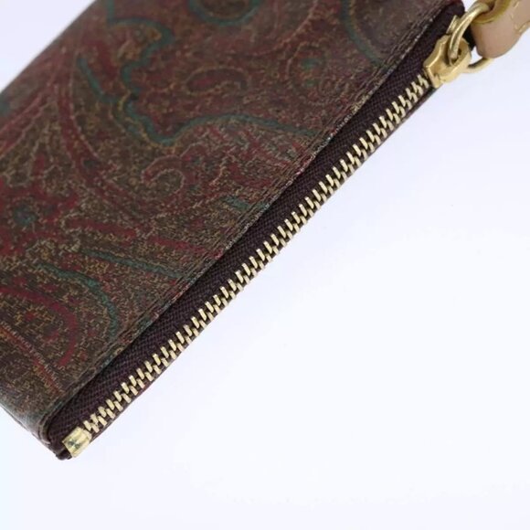ETRO Paisley Shoulder Bag PVC Leather Brown Gold - Picture 12 of 15